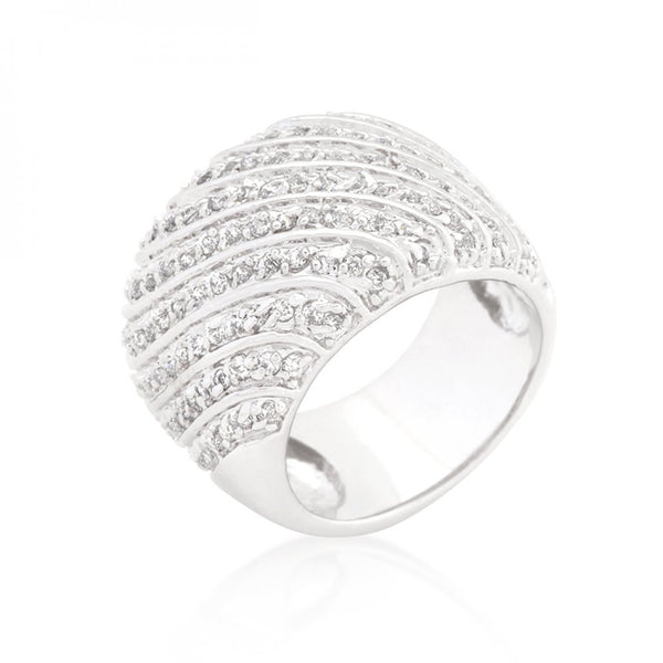Cubic Zirconia Pave Diagonal Ring