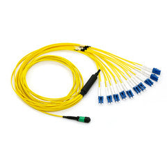 Plenum Fiber Optic Cable, 100 Gigabit Ethernet CFP/CXP 100GBase-SR10 to MTP(MPO)/LC (10 Duplex LC) 24 inch Breakout Cable, 9/125, 3 meter