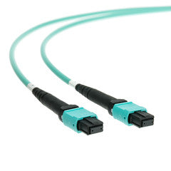 Plenum Fiber Optic Cable, MTP / MTP (MPO), Multimode, Duplex, 24 Strand, 100 Gbps, 50/125, 3 meter (10 foot)