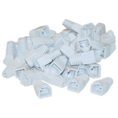 RJ45 Strain Relief Boots, White, 50 Pieces Per Bag